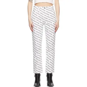 Alexander Wang White and Black Slim Logo Jeans