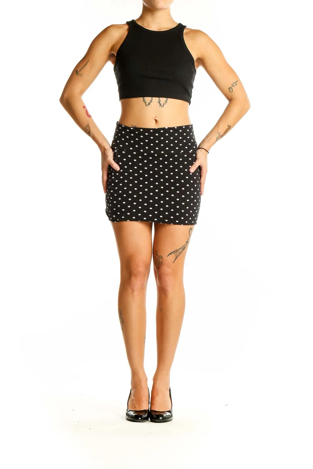 Black and White Polka Dot Mini Skirt