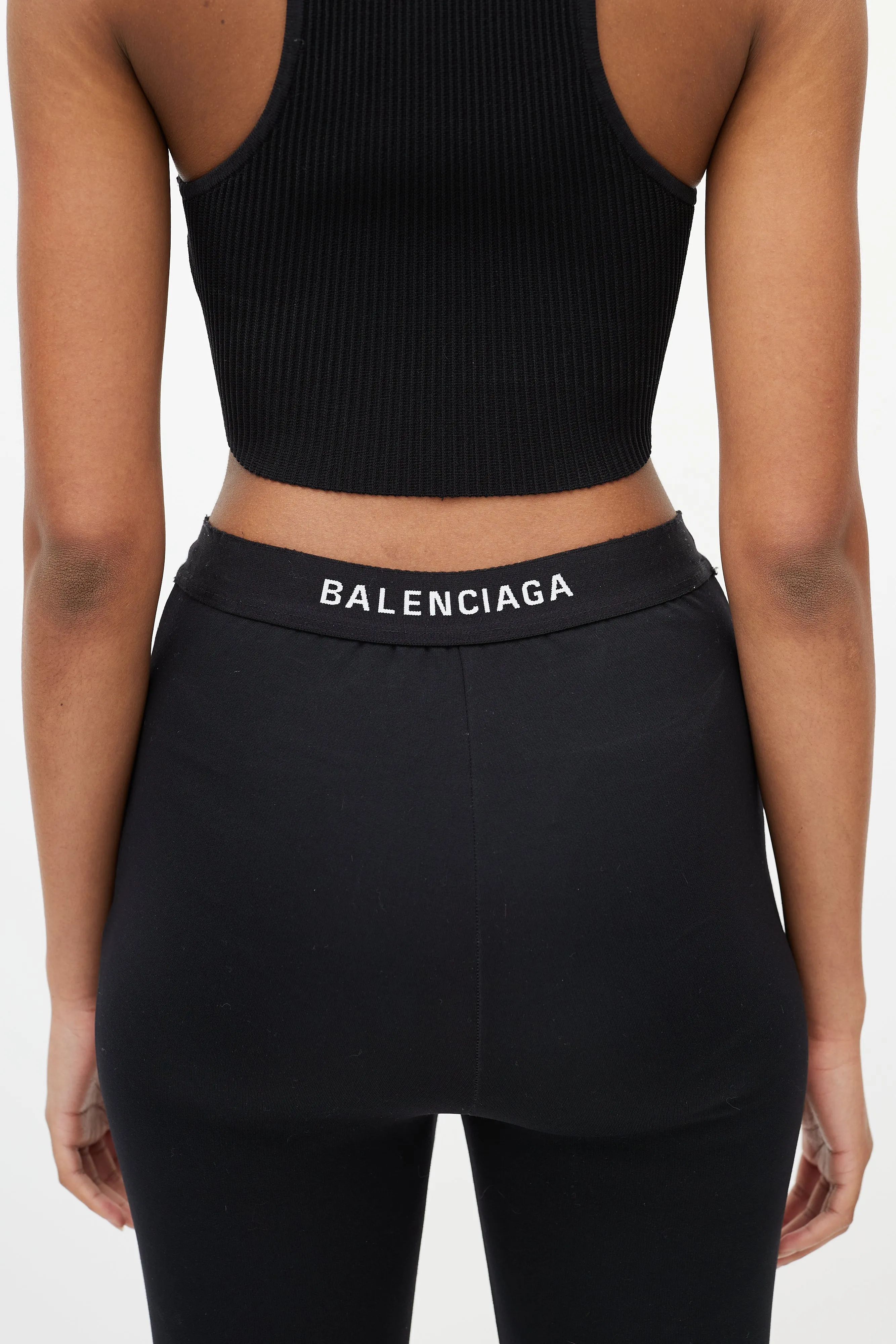 Black High Waisted Zip Pocket Logo Legging