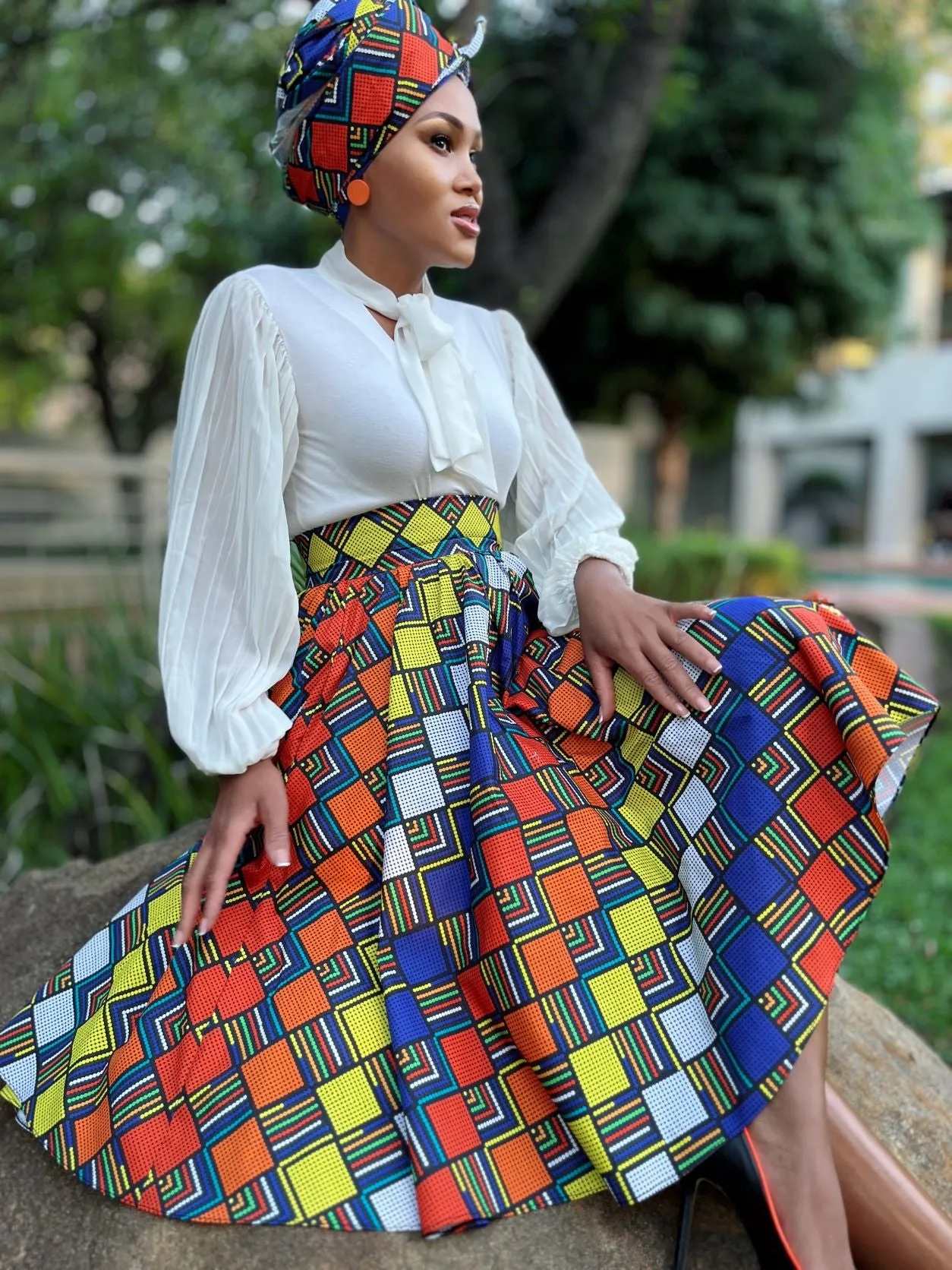 eYami Midi Skirt - Original Print