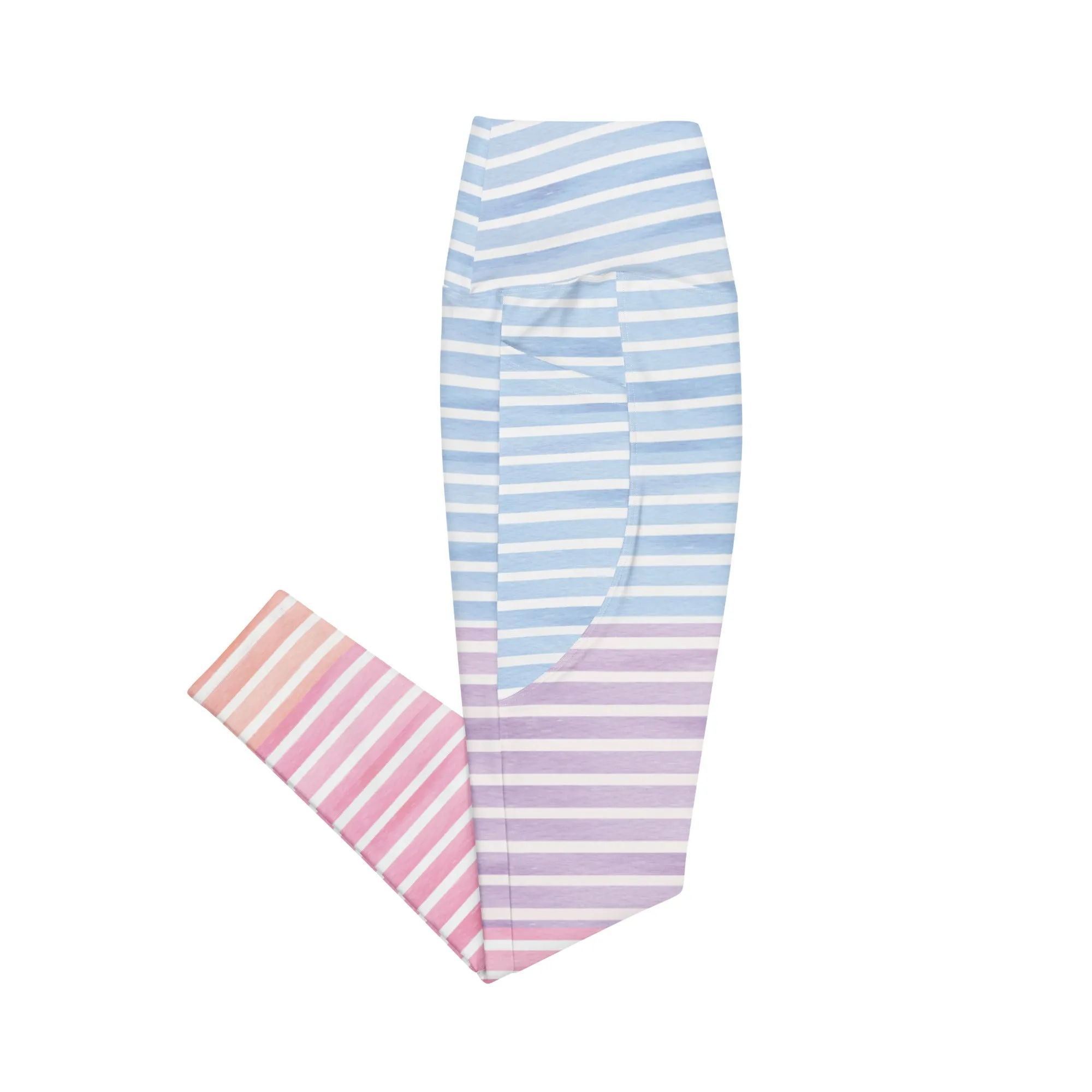 FYD High Waisted Recycled Leggings with pockets in pastel stripes