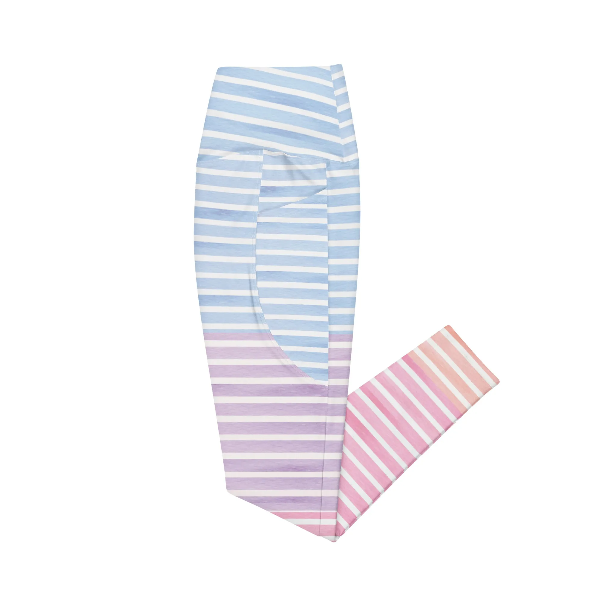 FYD High Waisted Recycled Leggings with pockets in pastel stripes