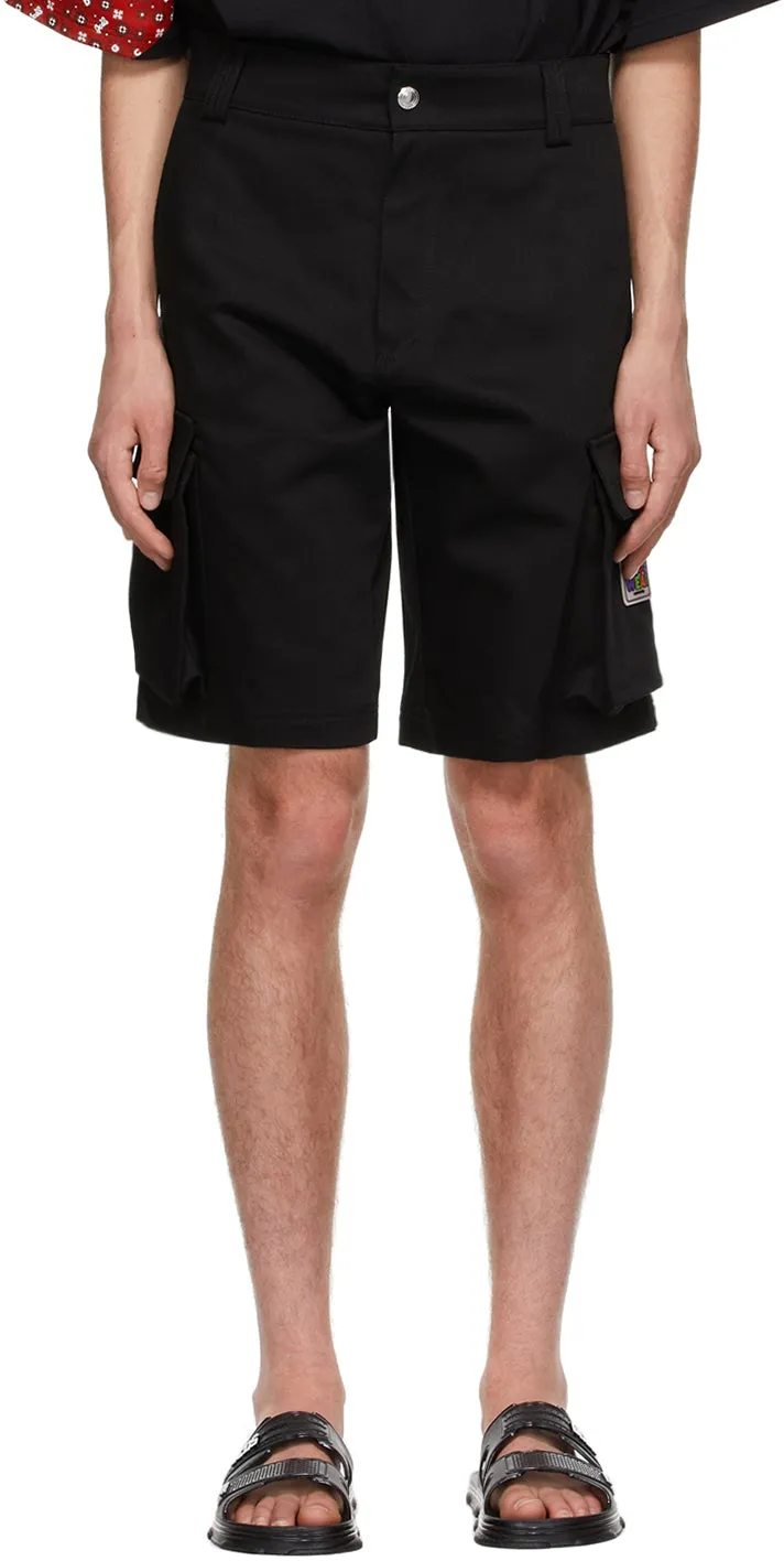 GCDS Black Twill Cargo Shorts
