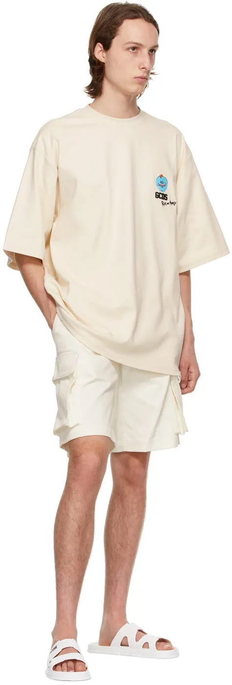 GCDS White Twill Cargo Shorts