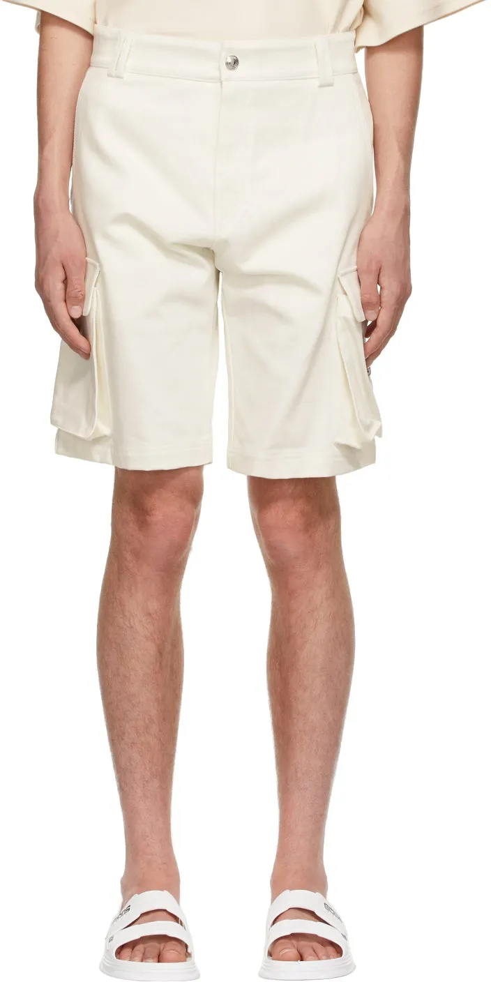 GCDS White Twill Cargo Shorts