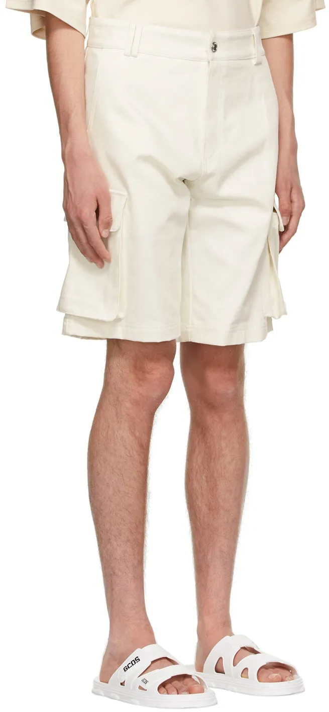 GCDS White Twill Cargo Shorts