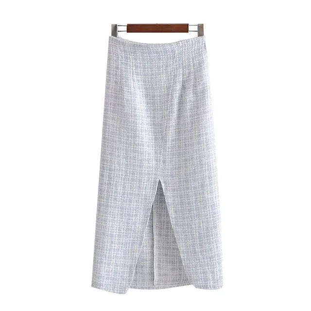 HIGH WAIST TWEED MIDI DRESS