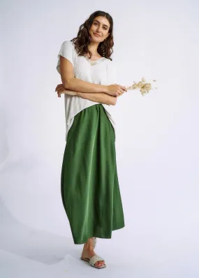 Italian Satin Skirt in Khaki