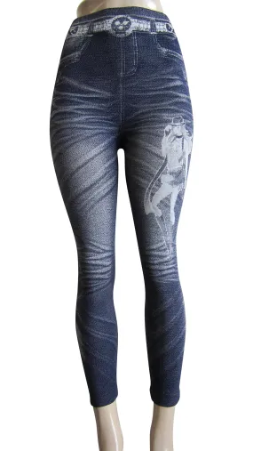 Leggings - Printed Denim Look (FAB-9357)