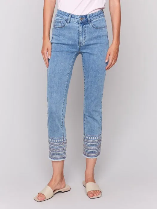 Sparkle Embroidered Cuff Jeans