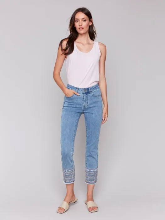 Sparkle Embroidered Cuff Jeans