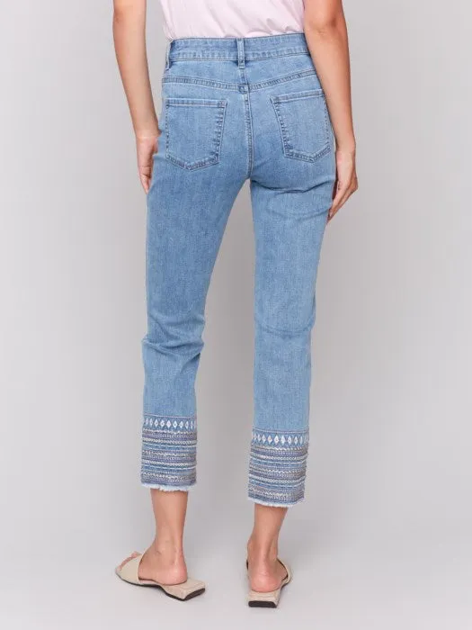 Sparkle Embroidered Cuff Jeans