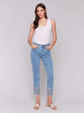 Sparkle Embroidered Cuff Jeans