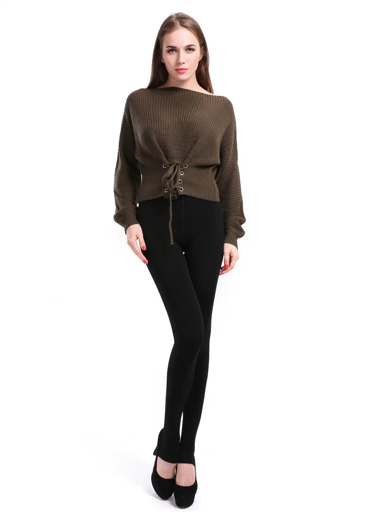 Womens Winter Velvet Insulated Leggings High Waisted
