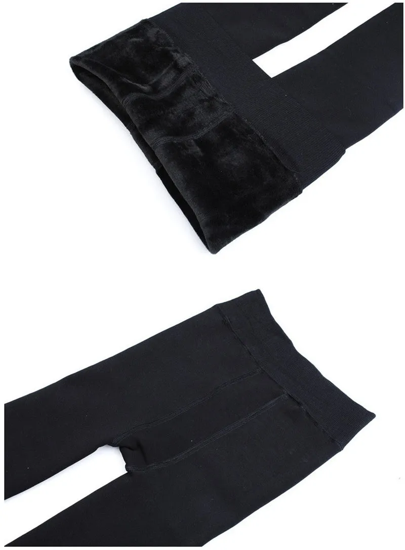 Womens Winter Velvet Insulated Leggings High Waisted