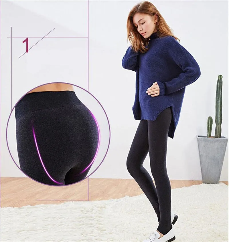 Womens Winter Velvet Insulated Leggings High Waisted