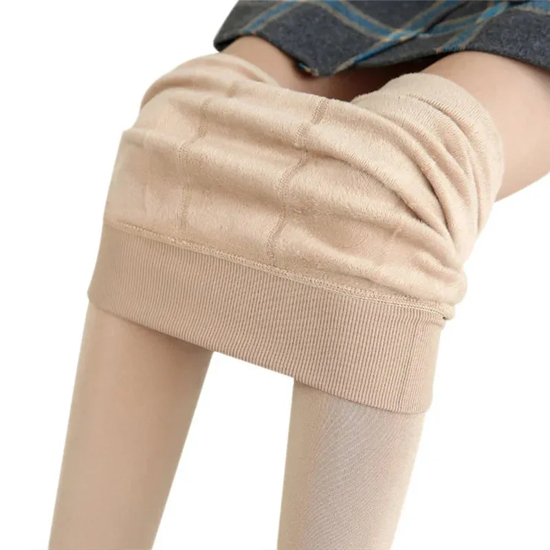 Womens Winter Velvet Insulated Leggings High Waisted