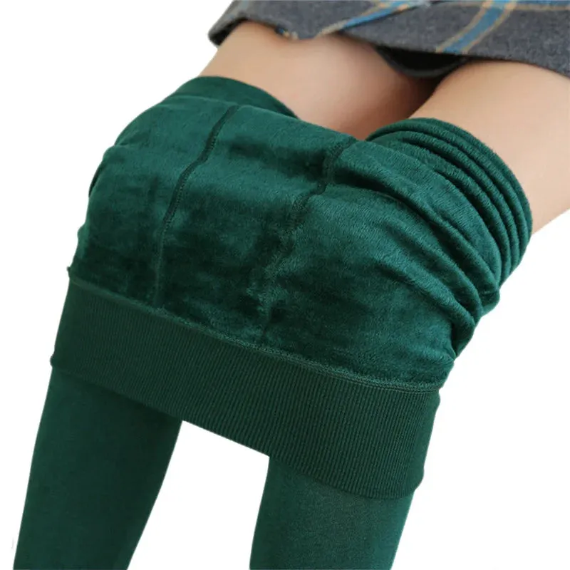 Womens Winter Velvet Insulated Leggings High Waisted