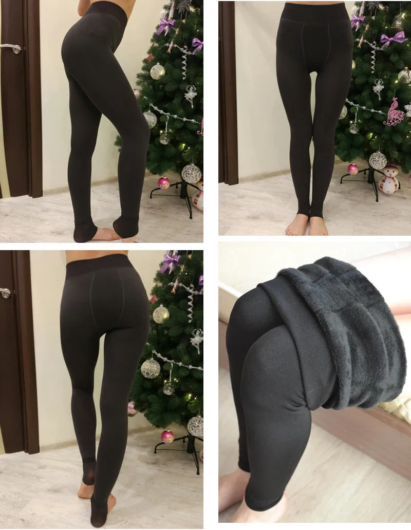 Womens Winter Velvet Insulated Leggings High Waisted