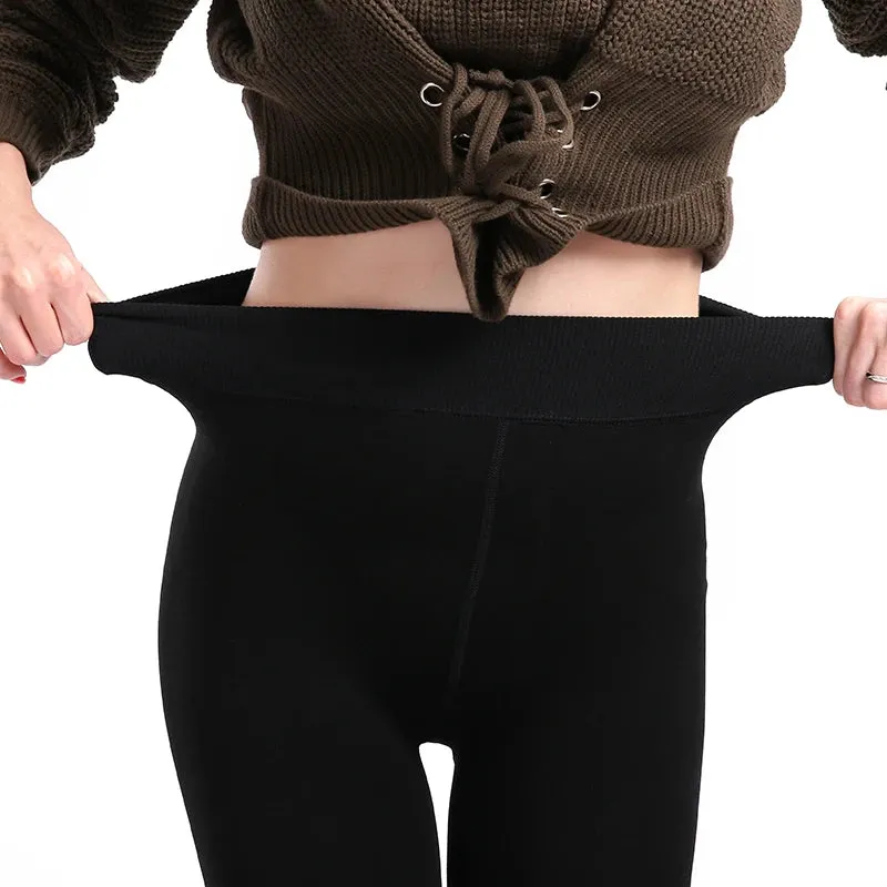 Womens Winter Velvet Insulated Leggings High Waisted