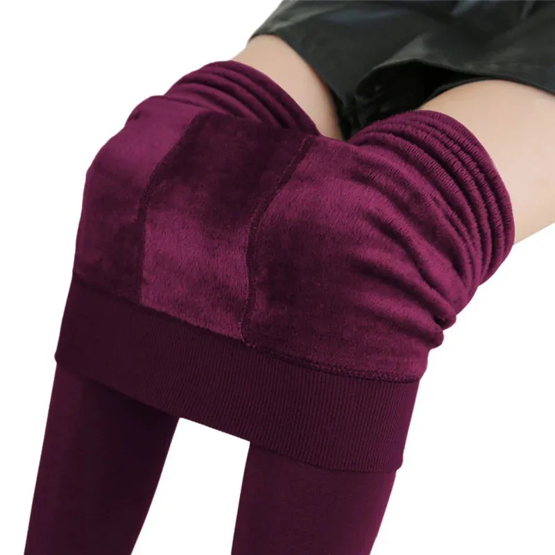 Womens Winter Velvet Insulated Leggings High Waisted