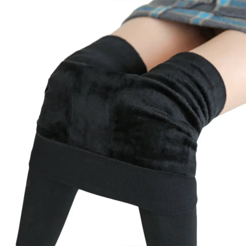 Womens Winter Velvet Insulated Leggings High Waisted
